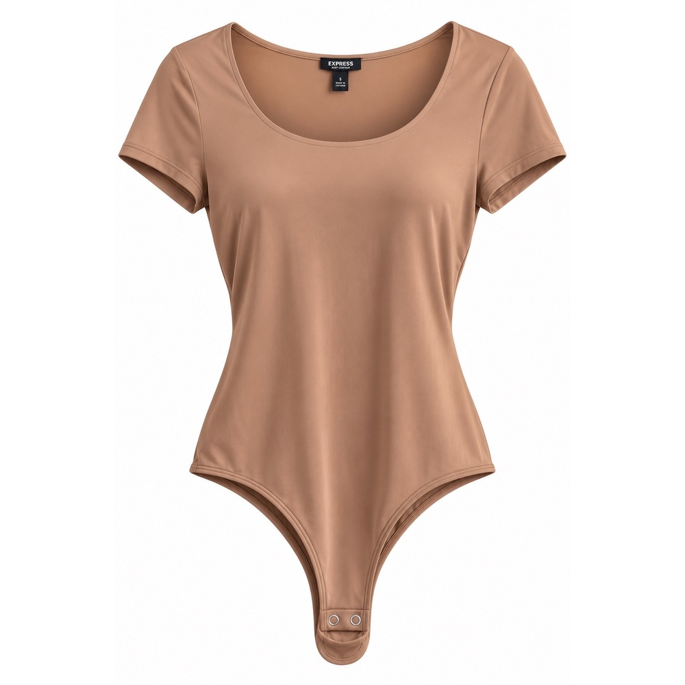 NWT Express Body Contour Bodysuit Small Caramel Latte Compression MSRP $44